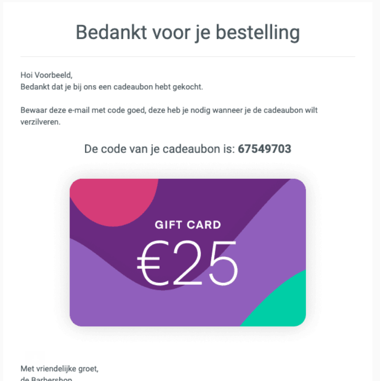 Voorbeeld Cadeaubon